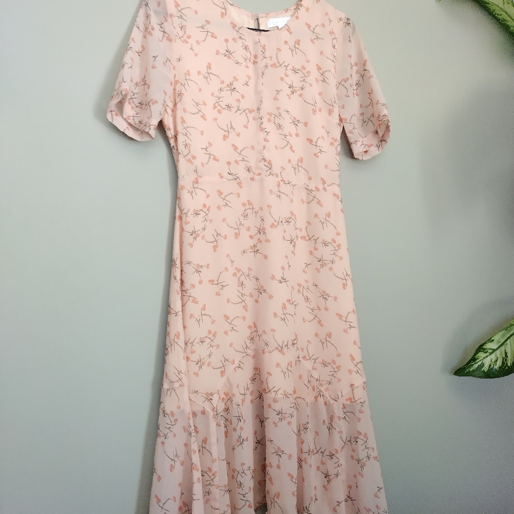 Leith pastel orange floral vintage Style dress size small